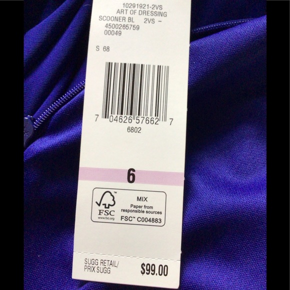 Evan-Picone One Shoulder Royal Blue Knit Dress. 6 - Picture 7 of 12